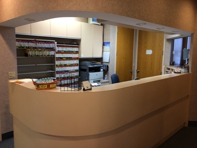 Holbrook office reception desk - Suffolk Oral Surgery Associates